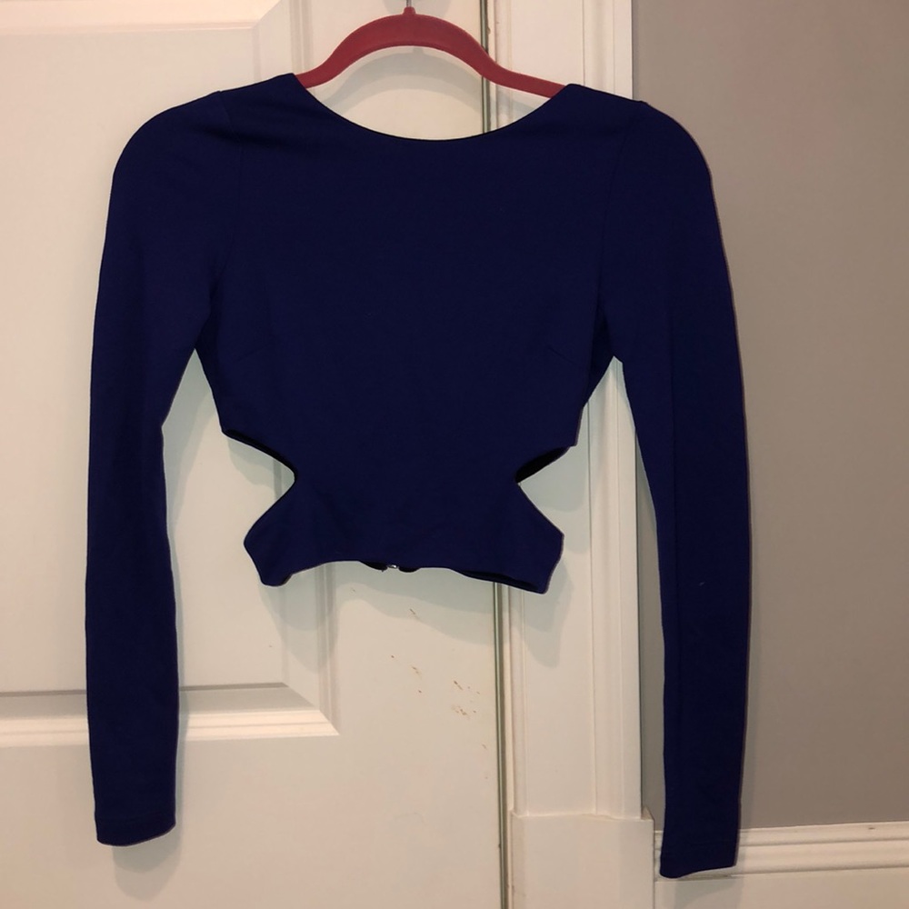 Nasty Gal Blue Long Sleeved Crop Top